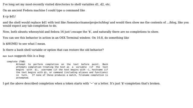 Unix & Linux: How do I restore tab-completion on shell variables on the bash command-line? смотреть онлайн