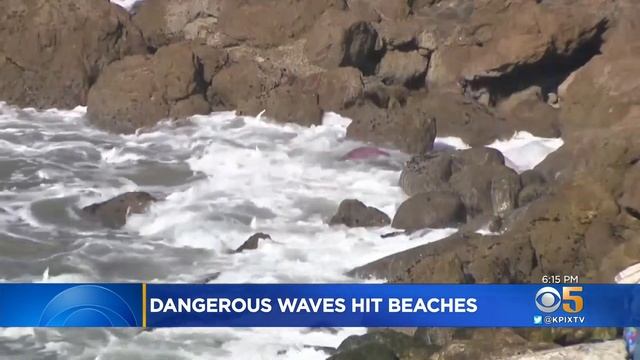 Powerful Surf Strikes Coast; Surfers At Ocean Beach Brave Dangerous Waves смотреть онлайн