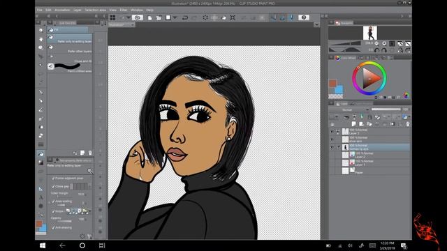 free hand speed art drawing with clip studio on the surface pro смотреть онлайн