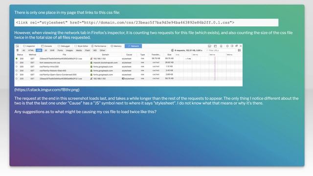 Multiple GET requests for the same CSS file in Firefox Inspector смотреть онлайн