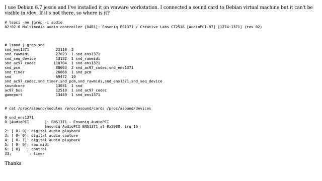 Unix & Linux: I can't find sound card in /dev смотреть онлайн