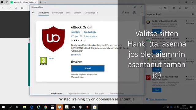 Mainosten blokkaus Edge selaimella смотреть онлайн