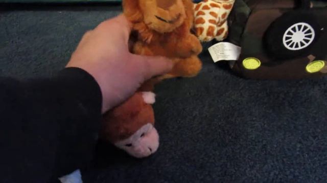 Stuffed animals: Safari and friends, Mickey Mouse, Pluto, Moose coin bank, Rudolph, Stuffies monkey смотреть онлайн