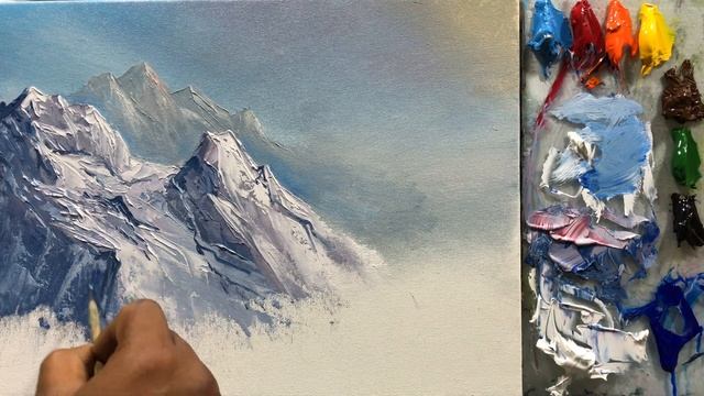 Acrylic Landscape Painting in time-lapse | Nepali Mountain Painting Tutorial | How to Paint Mountai смотреть онлайн