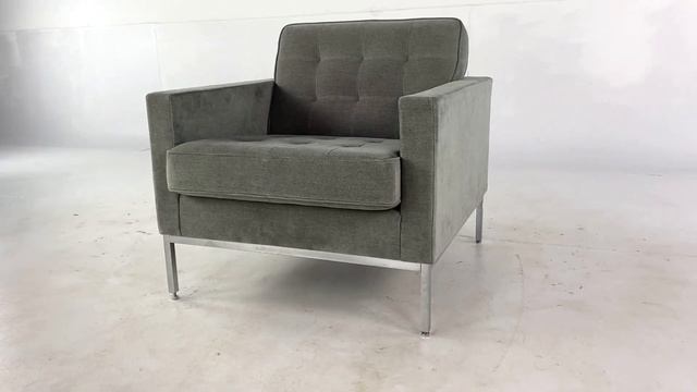 Florence Knoll Mid Century Upholstered Chrome Arm Chair смотреть онлайн