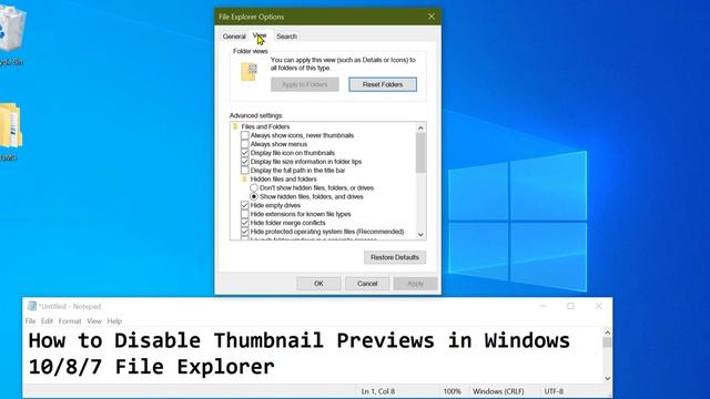 How to Disable Thumbnail Previews in Windows 10 File Explorer смотреть онлайн
