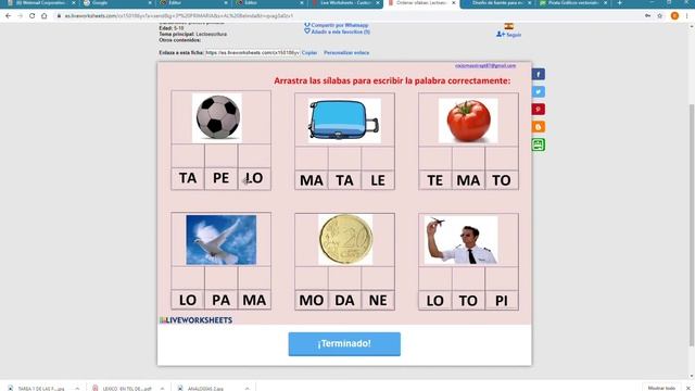 Ordenar sílabas Lectoescritura ficha Google Chrome 2020 04 20 13 27 45 смотреть онлайн