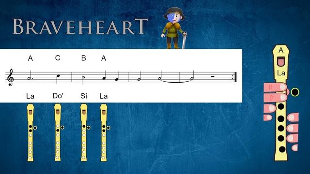 Braveheart para flauta dulce fácil. Song for easy recorder flute. смотреть онлайн