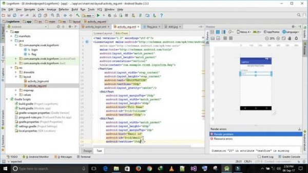 How to create  registration form in android studio in hindi