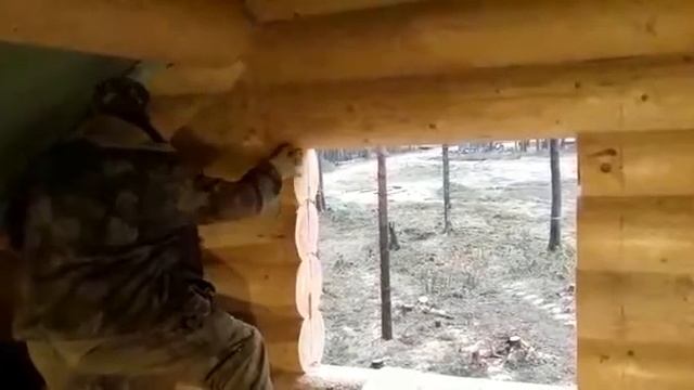КРОТОКОП-Оконные проёмы в бревне-Стротельство бани смотреть онлайн