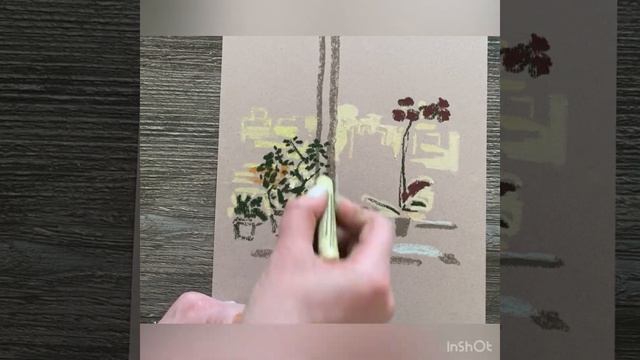 Drawing urban sketch. The view from the window. Dry pastels. смотреть онлайн