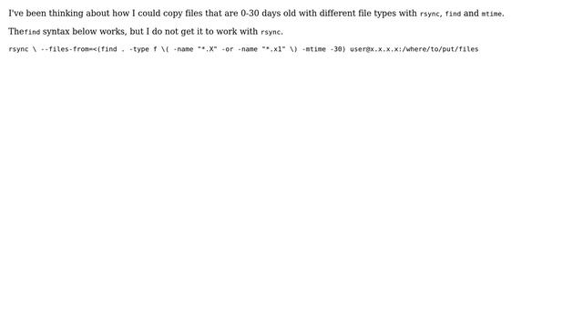 Unix & Linux: Rsync combined with FIND and mtime смотреть онлайн
