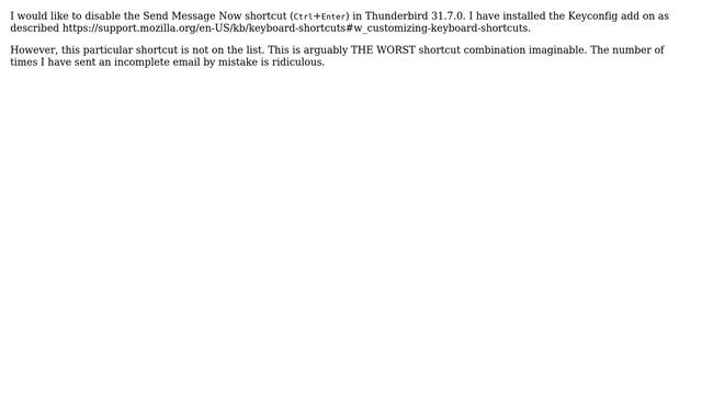 Ubuntu: Thunderbird 37.1.0 disable Send Now keyboard shortcut смотреть онлайн
