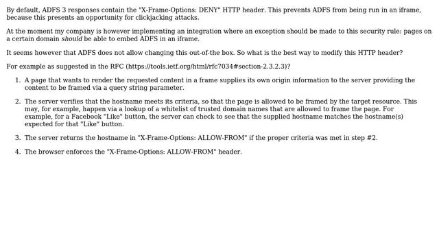 DevOps & SysAdmins: How can the x-frame-options HTTP header of ADFS 3 be manipulated? смотреть онлайн