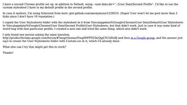 Google Chrome - Custom stylesheet in non-default profile смотреть онлайн