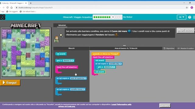 Code org Minecraft Viaggio Acquatico #3 Google Chrome смотреть онлайн