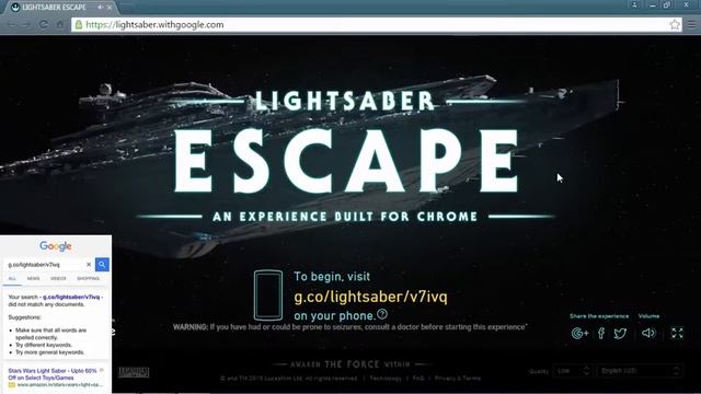 Google Chrome- Lightsaber Escape Chrome Experiment inspired by Star Wars смотреть онлайн