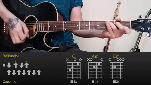 Billie Eilish - Bellyache | Easy Guitar Lesson Tutorial with Chords/Tabs and Rhythm смотреть онлайн