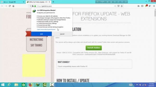 IDM (Internet Download Manager) add Mozilla Firefox