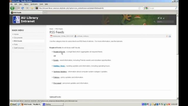 Subscribing to AU Library Intranet RSS Feeds Using Firefox смотреть онлайн
