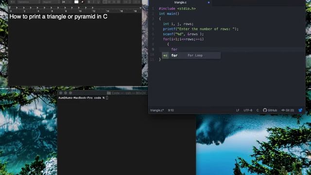 How to print a Pyramid/Triangle in C on Mac смотреть онлайн