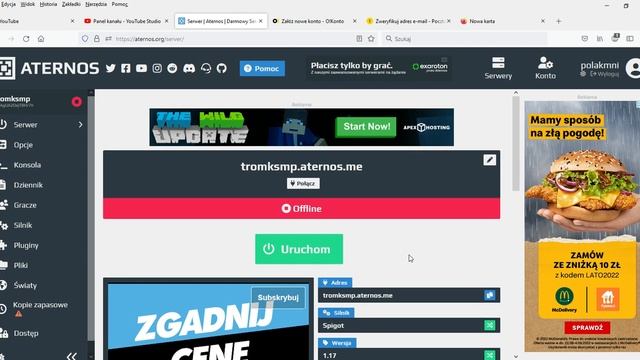 Serwer Aternos Darmowy Serwer Minecraft — Mozilla Firefox 2022 08 28 11 58 57 смотреть онлайн