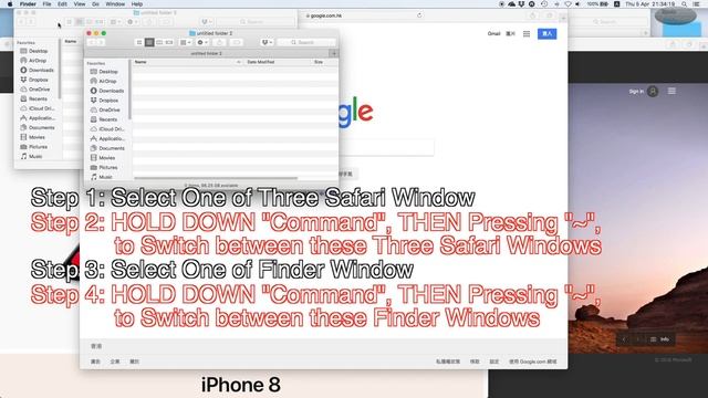 macOS Switch Windows Keyboard Shortcuts Demo смотреть онлайн