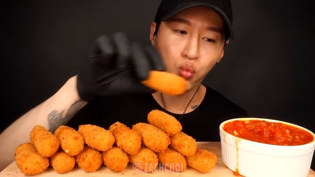 ASMR MOZZARELLA CHEESE STICKS MUKBANG (No Talking) COOKING & EATING SOUNDS | Zach Choi ASMR