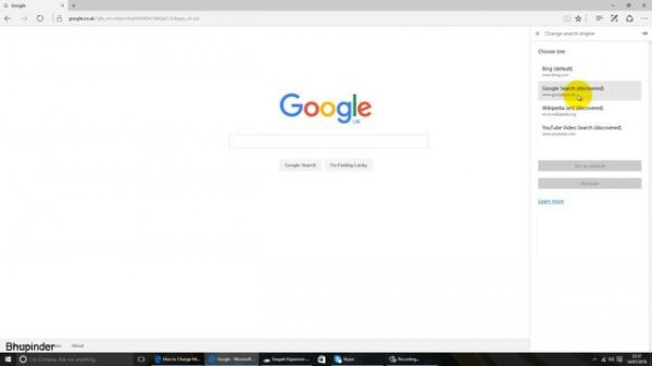 How to make Google default search engine Edge