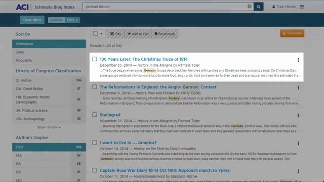 ACI Scholarly Blog Index - Student Case Study: History смотреть онлайн