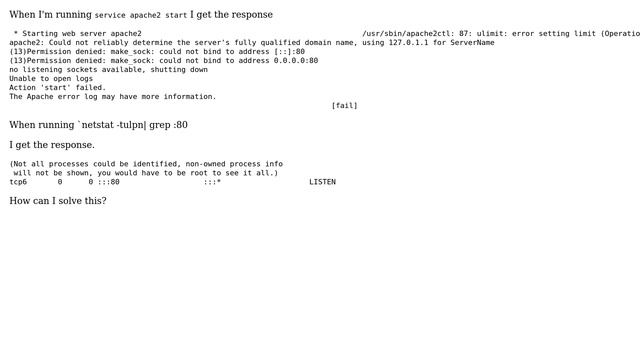 Apache won't start ubuntu смотреть онлайн