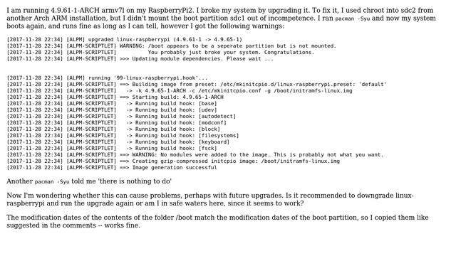 Unix & Linux: "pacman -Syu" 'probably' broke my system, because boot was not mounted смотреть онлайн