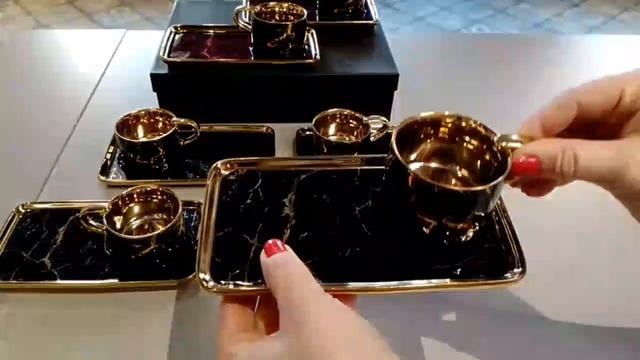 Набор кофейных пар 100 мл 6 шт чёрные  Arow 