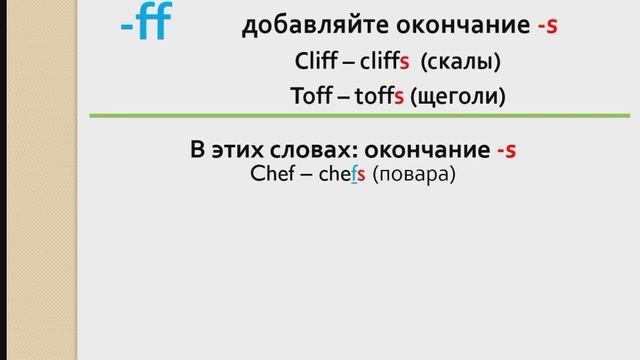 Множественное число: -f/-fe, -y. (часть 2)