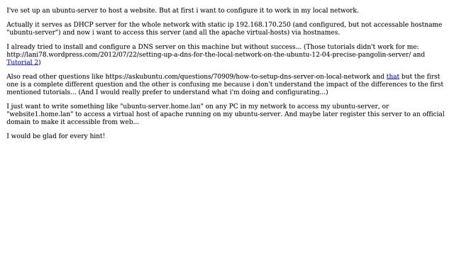 Ubuntu: Setup DNS server for local network (with DHCP) for use with apache смотреть онлайн