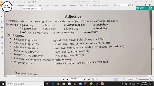 Adjective & Kinds of Adjective | Lecture#19 | English | @studypoint3597 смотреть онлайн