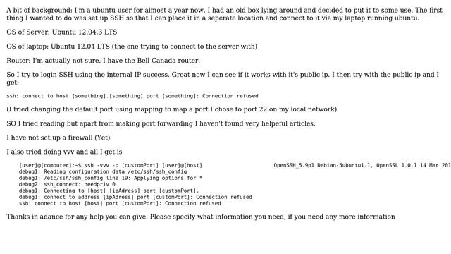 Ubuntu: SSH: Can connect locally but not "remotely" смотреть онлайн