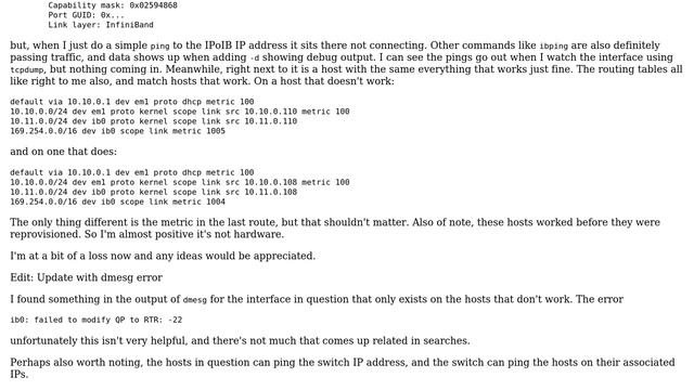 Unix & Linux: Infiniband interface doesn't route IPoIB traffic смотреть онлайн