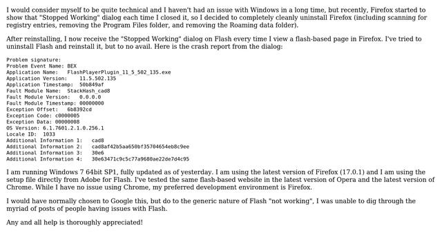 Adobe Flash 11.5 r502 "Stops Working" in Firefox смотреть онлайн
