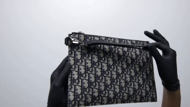 Christian Dior Oblique A5 Flat Pouch Blue смотреть онлайн