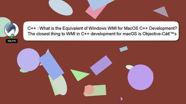 C++ : What is the Equivalent of Windows WMI for MacOS C++ Development? смотреть онлайн