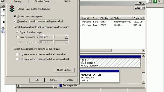 Win2003 Disk Quotas смотреть онлайн