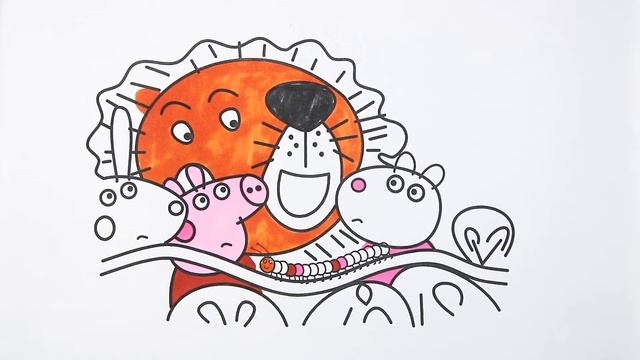 PEPPA PIG NEW CREEPY CRAWLY SAFARI COLORING小豬佩奇和好朋友去野生動物園玩 簡筆畫 смотреть онлайн