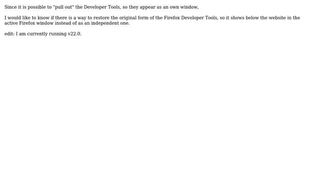 Firefox - re-attach Developer Tools to main window смотреть онлайн