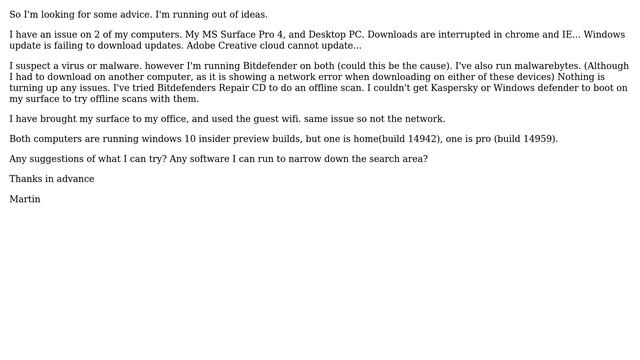 Suspected Virus. Interuppted downloads on IE, Chrome, windows update, adobe смотреть онлайн