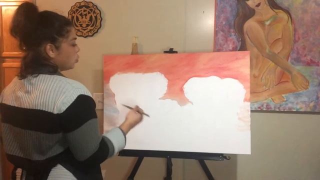 Wispy African Background. Part:1 of the Elephant safari oil painting. смотреть онлайн