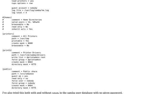 DevOps & SysAdmins: Samba 4.7.1 on CentOS 7.5, anonymous share asks for auth смотреть онлайн