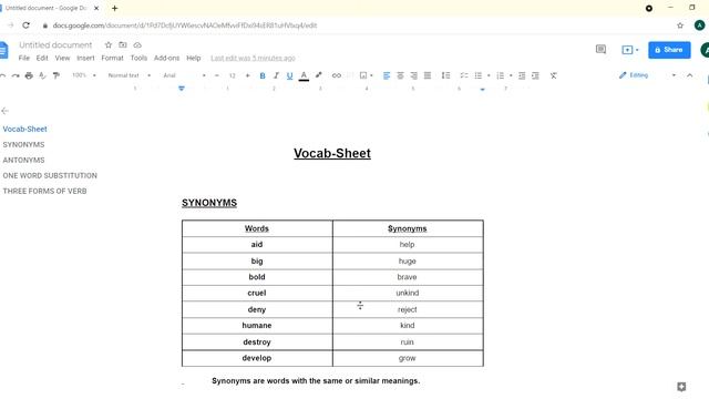 Vocab-Sheet(Synonyms & Antonyms) смотреть онлайн