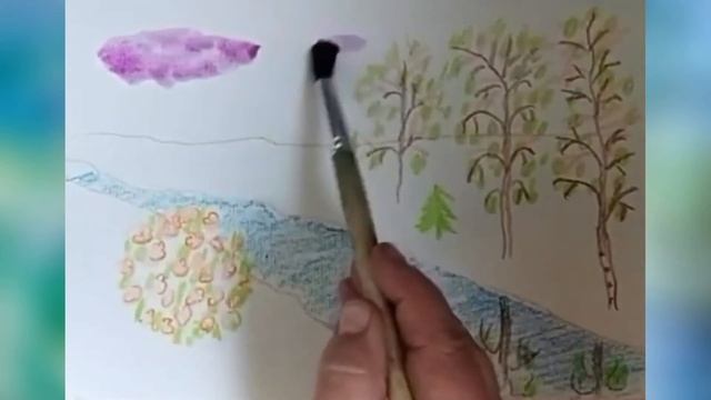 Смешанная техника. Пейзаж Весна пришла. Педагог Цыганкова Т.В. смотреть онлайн