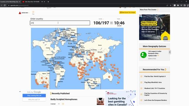 Countries of the World Map Quiz Google Chrome 2022 11 18 21 07 10 смотреть онлайн